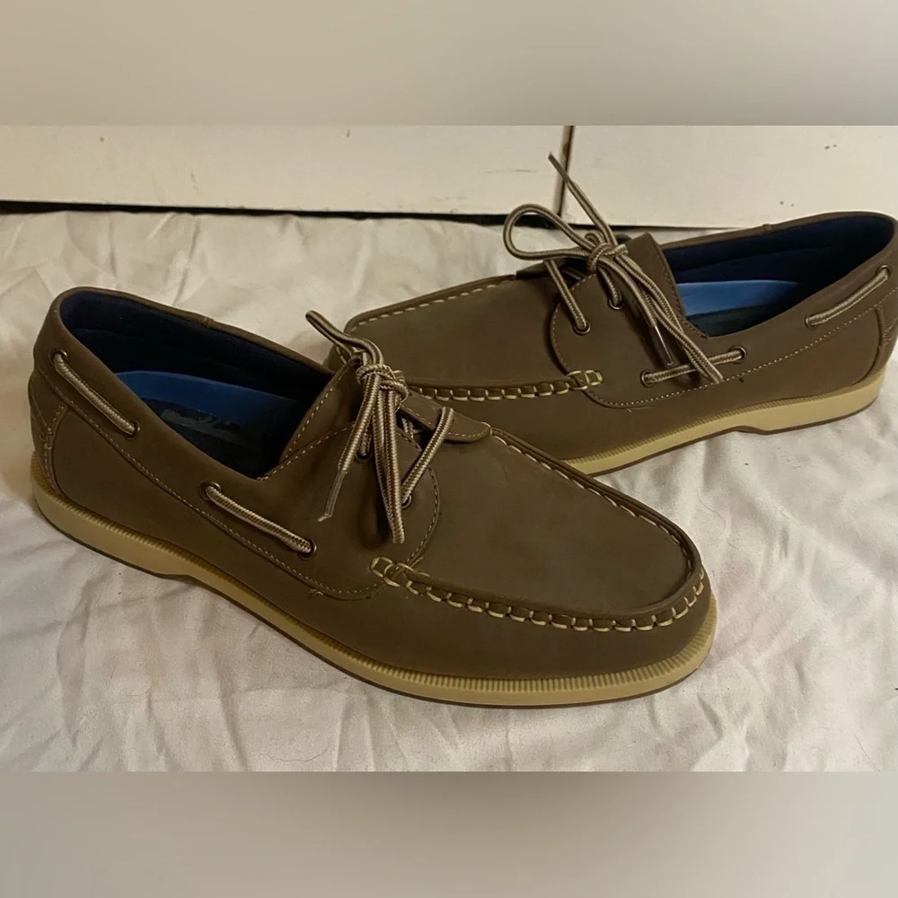 Cary Country Men's Rugged Brown Leather lace Up Boat Shoes size 9M